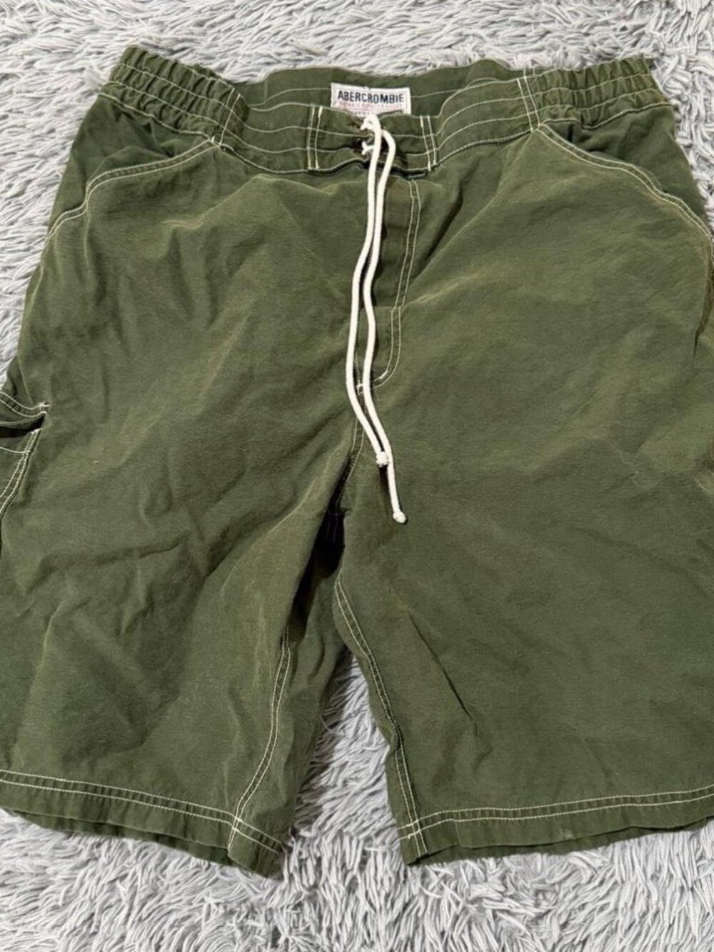 Abercrombie & Fitch Mens XL Green Cargo Board Shorts Y2K Baggy